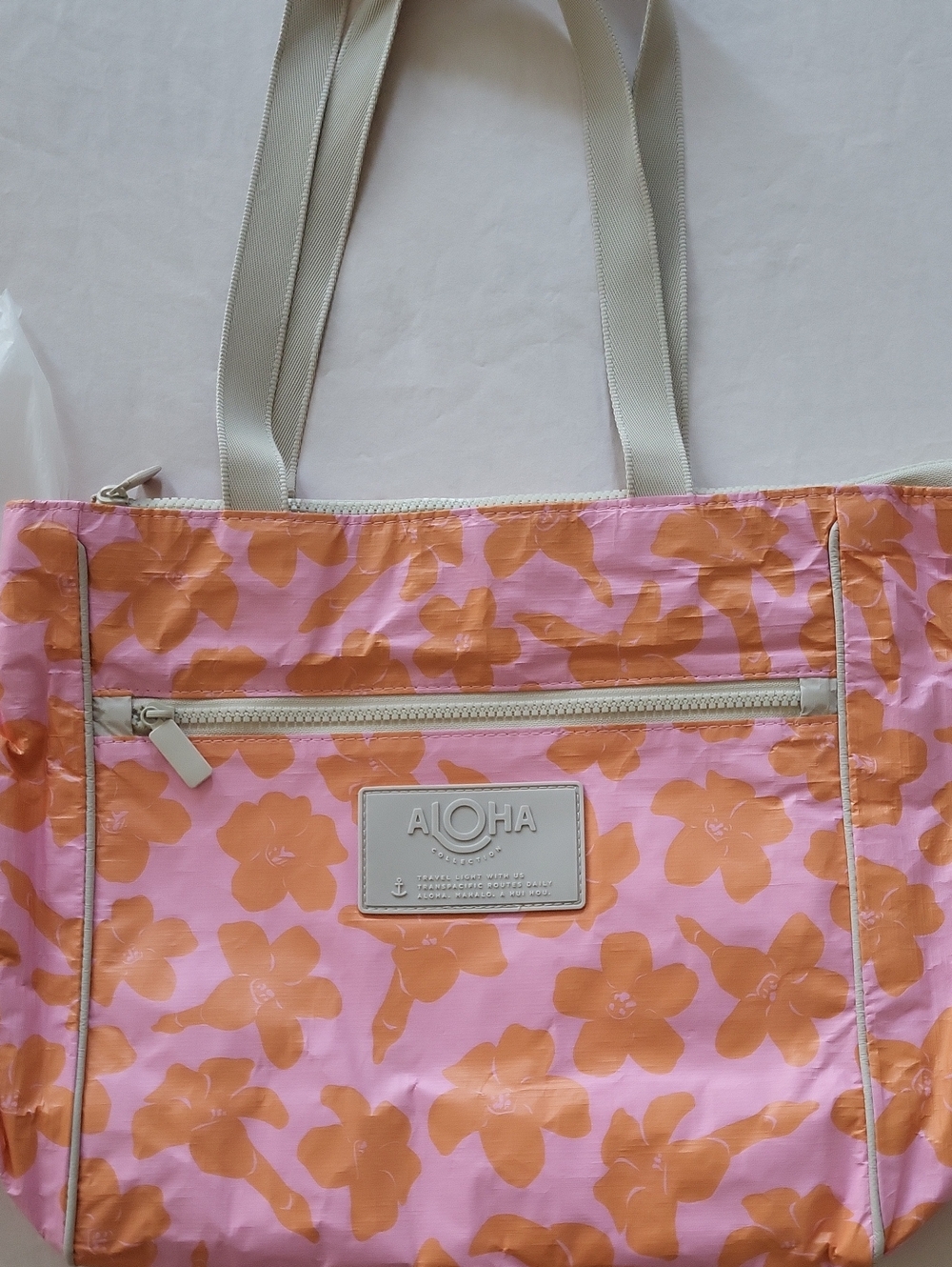 ALOHA Collection Pink & Orange Puakenikeni Floral Tote